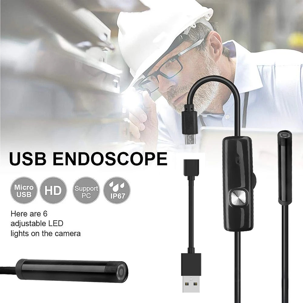 Cámara de vídeo con tubo de inspección de serpiente, boroscopio HD de 720P, adaptable a Mini endoscopio USB de 7mm, impermeable para teléfono inteligente