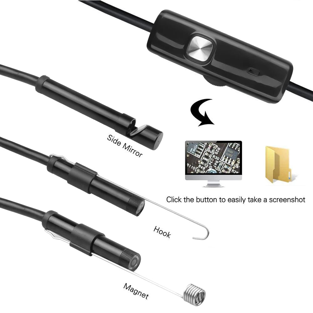 Cámara de vídeo con tubo de inspección de serpiente, boroscopio HD de 720P, adaptable a Mini endoscopio USB de 7mm, impermeable para teléfono inteligente