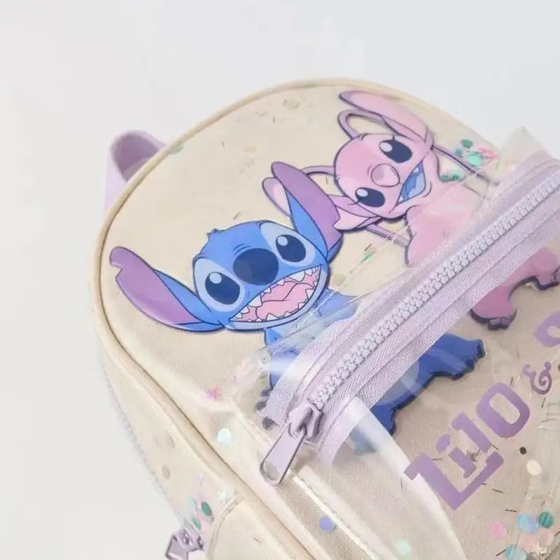 Mochila de Disney Stitch con bonitos dibujos de ángeles para niñas y niños, mochila de guardería, nueva mochila de marca compartida a la moda, regalos kawaii