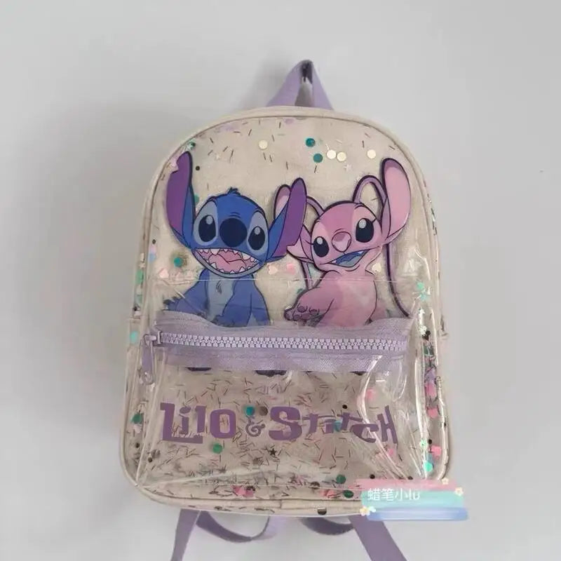 Mochila de Disney Stitch con bonitos dibujos de ángeles para niñas y niños, mochila de guardería, nueva mochila de marca compartida a la moda, regalos kawaii