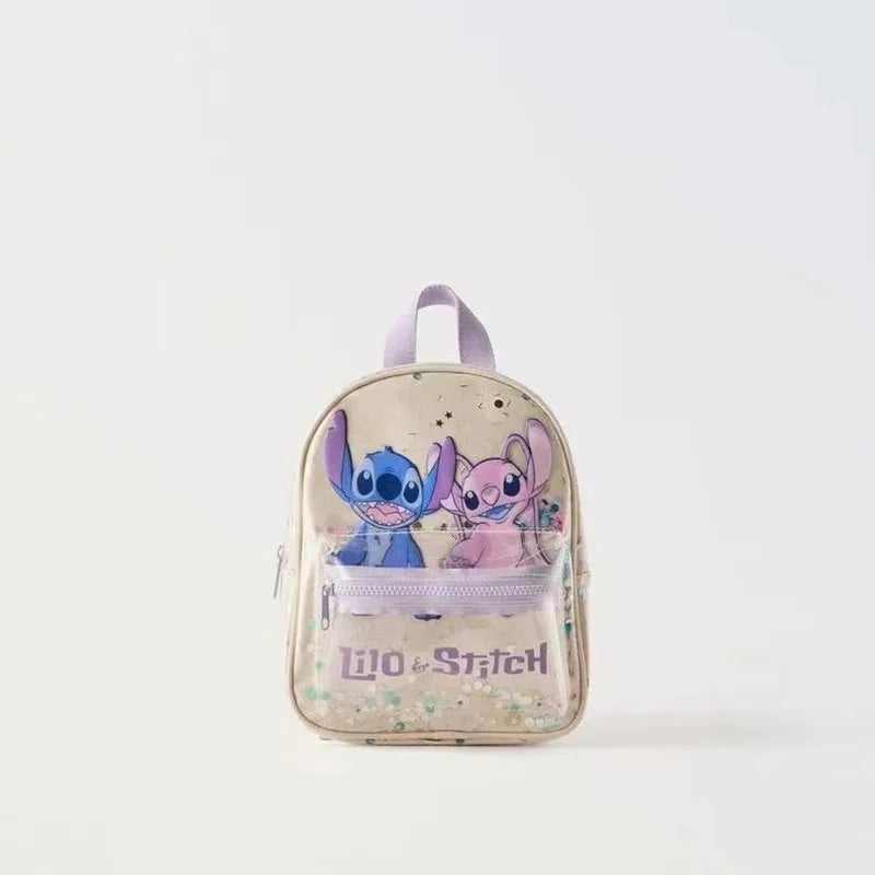 Mochila de Disney Stitch con bonitos dibujos de ángeles para niñas y niños, mochila de guardería, nueva mochila de marca compartida a la moda, regalos kawaii