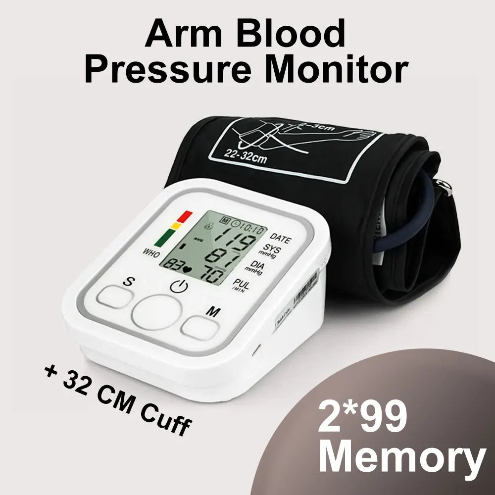 Medidor Digital de presión arterial para brazo, tonómetro médico automático, tensiómetro, 2 usuarios, 32cm