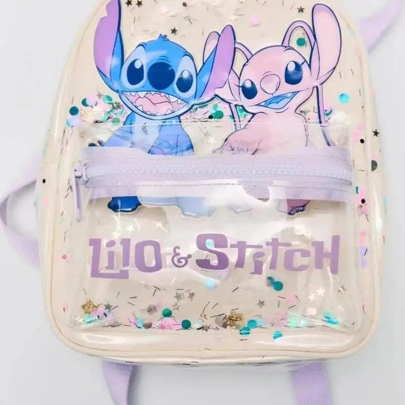 Mochila de Disney Stitch con bonitos dibujos de ángeles para niñas y niños, mochila de guardería, nueva mochila de marca compartida a la moda, regalos kawaii