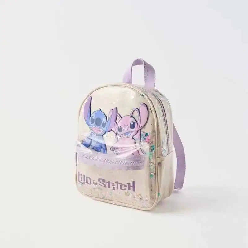 Mochila de Disney Stitch con bonitos dibujos de ángeles para niñas y niños, mochila de guardería, nueva mochila de marca compartida a la moda, regalos kawaii