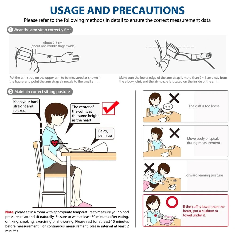 Medidor Digital de presión arterial para brazo, tonómetro médico automático, tensiómetro, 2 usuarios, 32cm