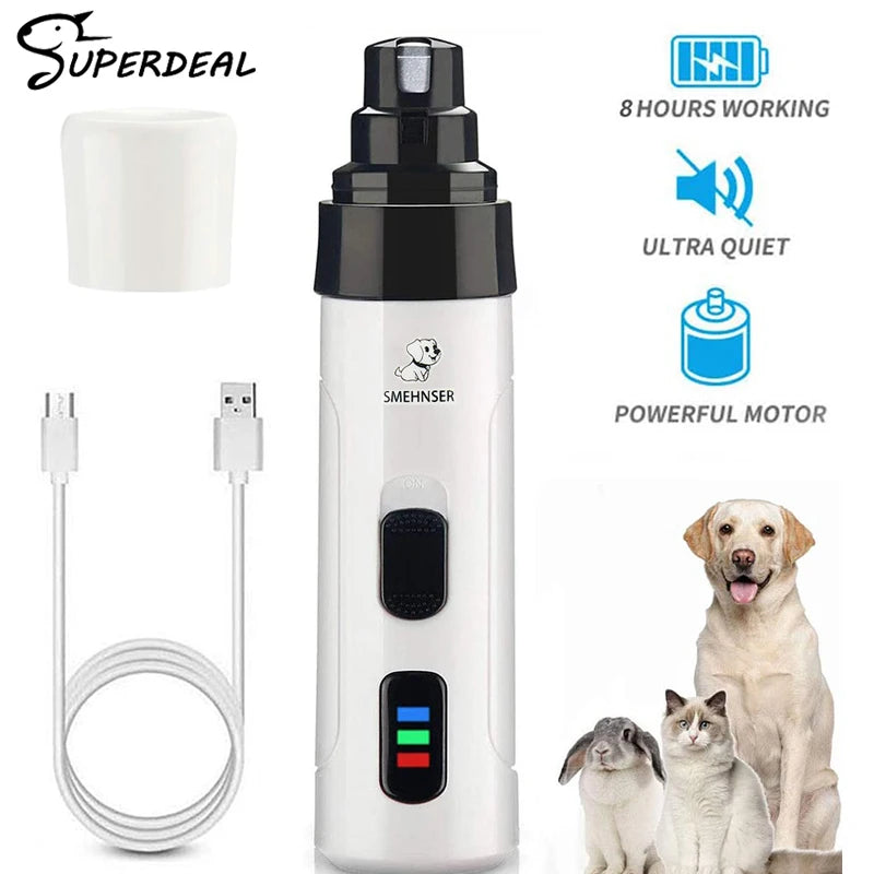 Cortaúñas eléctrico silencioso, herramientas de aseo para mascotas, carga USB indolora