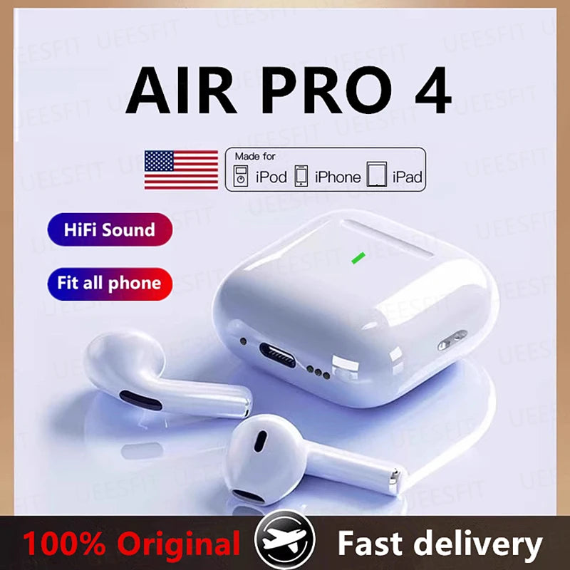 Airpods Pro 4  inalámbricos TWS, cascos con Bluetooth 5,3, Control táctil, IP54, impermeables, HIfi, con micrófono y Cable de transporte