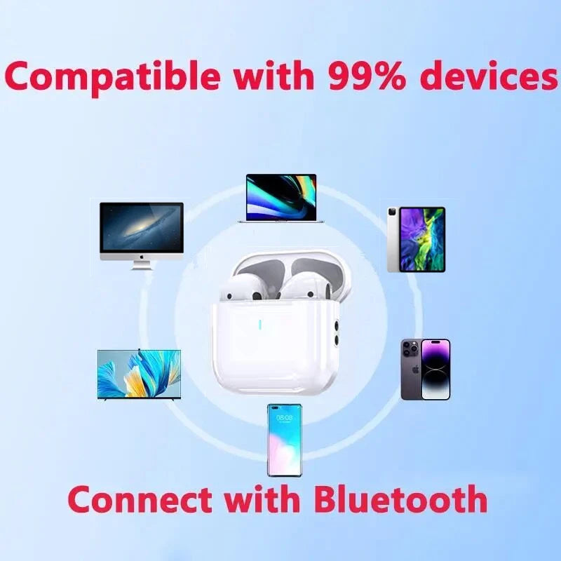 Airpods Pro 4  inalámbricos TWS, cascos con Bluetooth 5,3, Control táctil, IP54, impermeables, HIfi, con micrófono y Cable de transporte